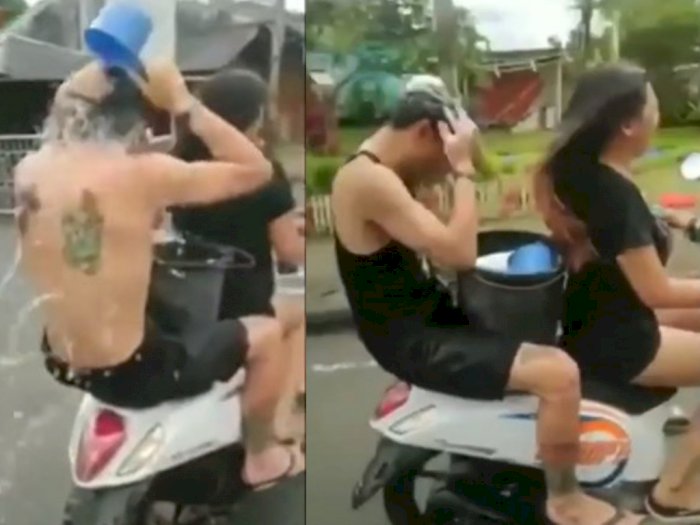 Viral Pemuda Mandi Keramas Di Jalan Dibonceng Cewek Seksi Naik Motor Tak Berplat Indozone Id