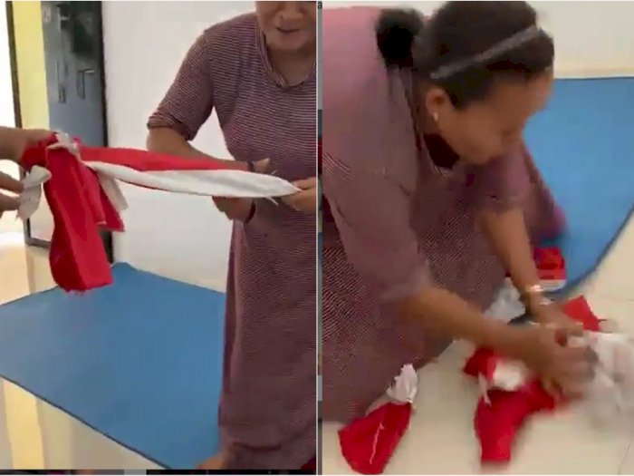 Heboh Ibu Ibu Gunting Bendera Merah Putih Ternyata Bukan Melecehkan Ini Fakta Sebenarnya Indozone Id