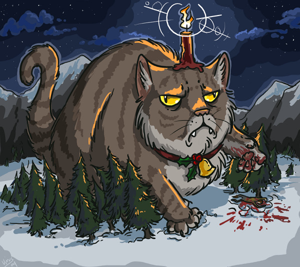 Ilustrasi Kucing Yule. (lifewithcats) Legenda Kucing Yule di Islandia