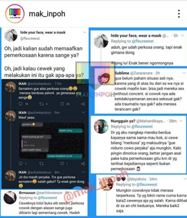 Komentar netizen wanita perkosa lelaki