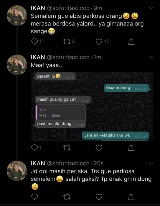 cuitan akun @sofuntasticcc wanita perkosa lelaki
