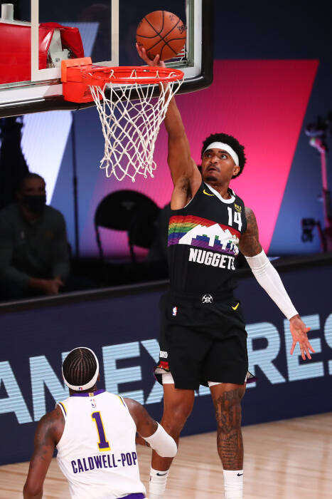 Guard Denver Nuggets Gary Harris (14) melakukan layup (REUTERS/Kim Klement) Guard Denver Nuggets Gary Harris (14) melakukan layup