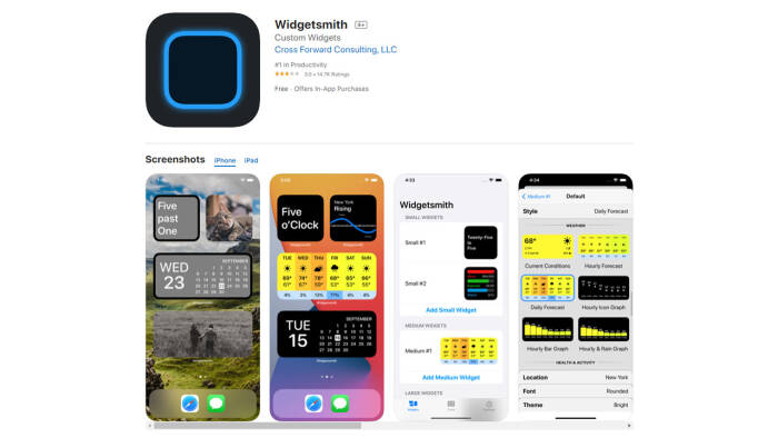 Aplikasi Widgetsmith di Apple App Store (photo/Apple) Aplikasi Widgetsmith di Apple App Store