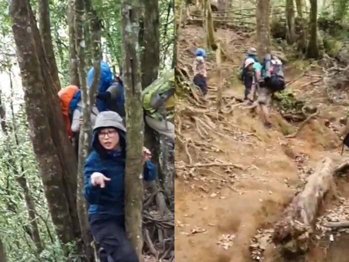 Cuplikan video sekelompok pemuda yang sedang asik mendaki malah dikejar babi liar di hutan. (photo/Instagram/@ajengsayuningtyass) dikejar babi hutan