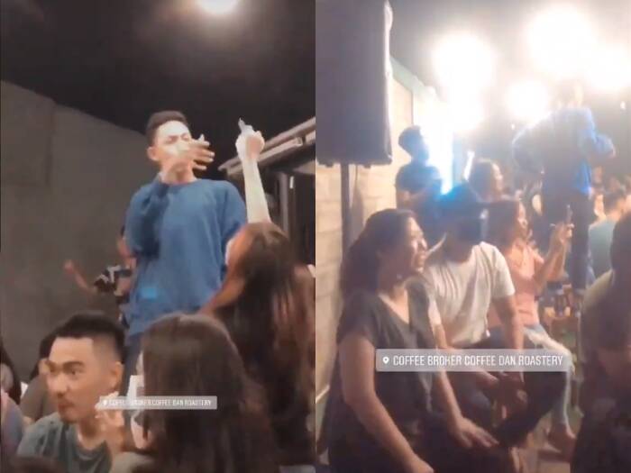 Cuplikan video viral sekelompok anak muda yang berkerumunan di dalam kafe di tengah pandemi. (photo/Twitter/@tubirfess) berkerumunan