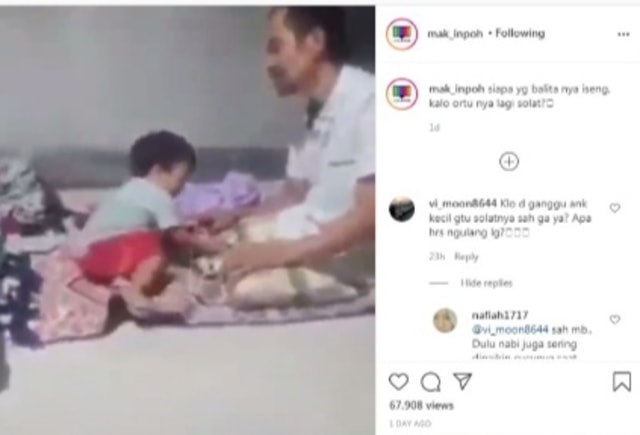 (Tangkapan layar/Instagram) bocah gigit jari sang ayah