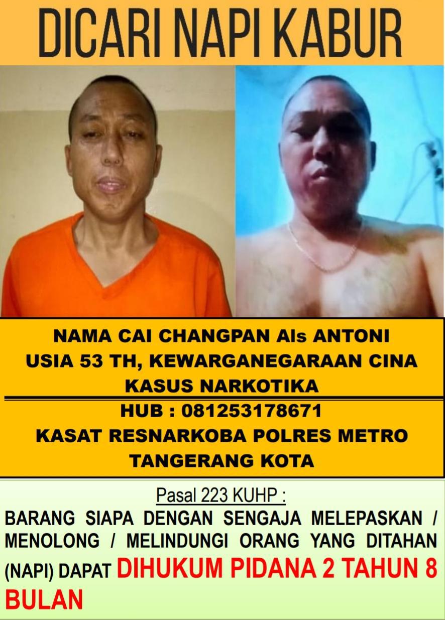 Foto selebaran DPO Cai Changpan. (Dok. Istimewa). Foto selebaran DPO Cai Changpan. (Dok. Istimewa).