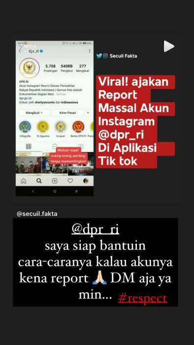 Lutfi Agizal siap bantu DPR jika akun Instagramnya kena report (Instagram/lutfiagizal) Lutfi Agizal siap bantu DPR jika akun Instagramnya kena report