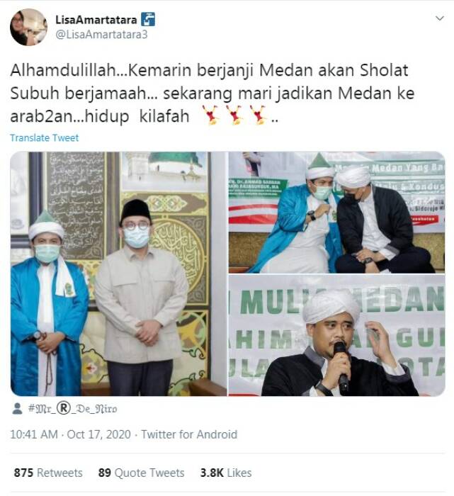 Tangkapan layar unggahan akun Twitter @LisaAmartatara3 Ist