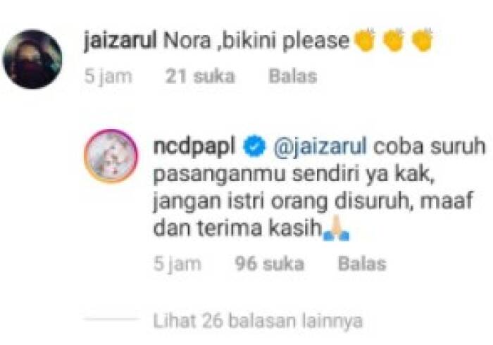 Nora menjawab komentar netizen Nora Alexandra