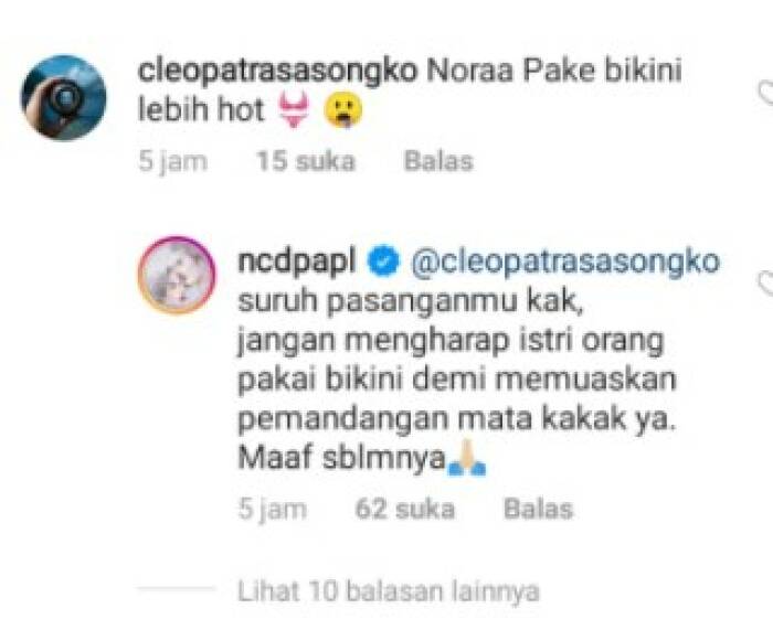 Nora Alexandra menjawab komentar netizen Nora Alexandra