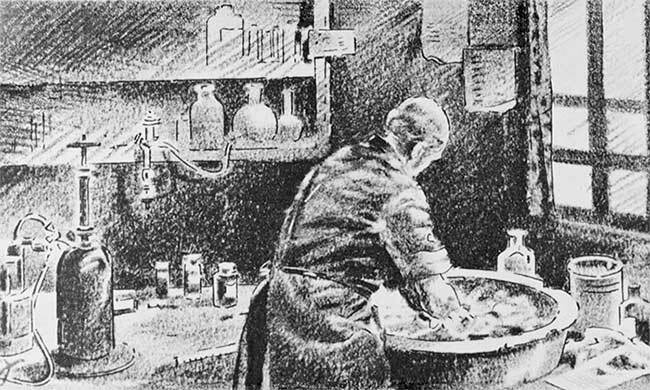 Ilustrasi Ignaz Semmelweis dalam praktik mencuci tangan. (Arsip Bettmann) Ilustrasi Ignaz Semmelweis dalam praktik mencuci tangan.