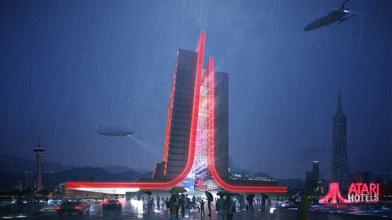 Konsep hotel buatan Atari dengan tema ala-ala Cyberpunk (photo/Atari Hotels) Konsep hotel buatan Atari dengan tema ala-ala Cyberpunk