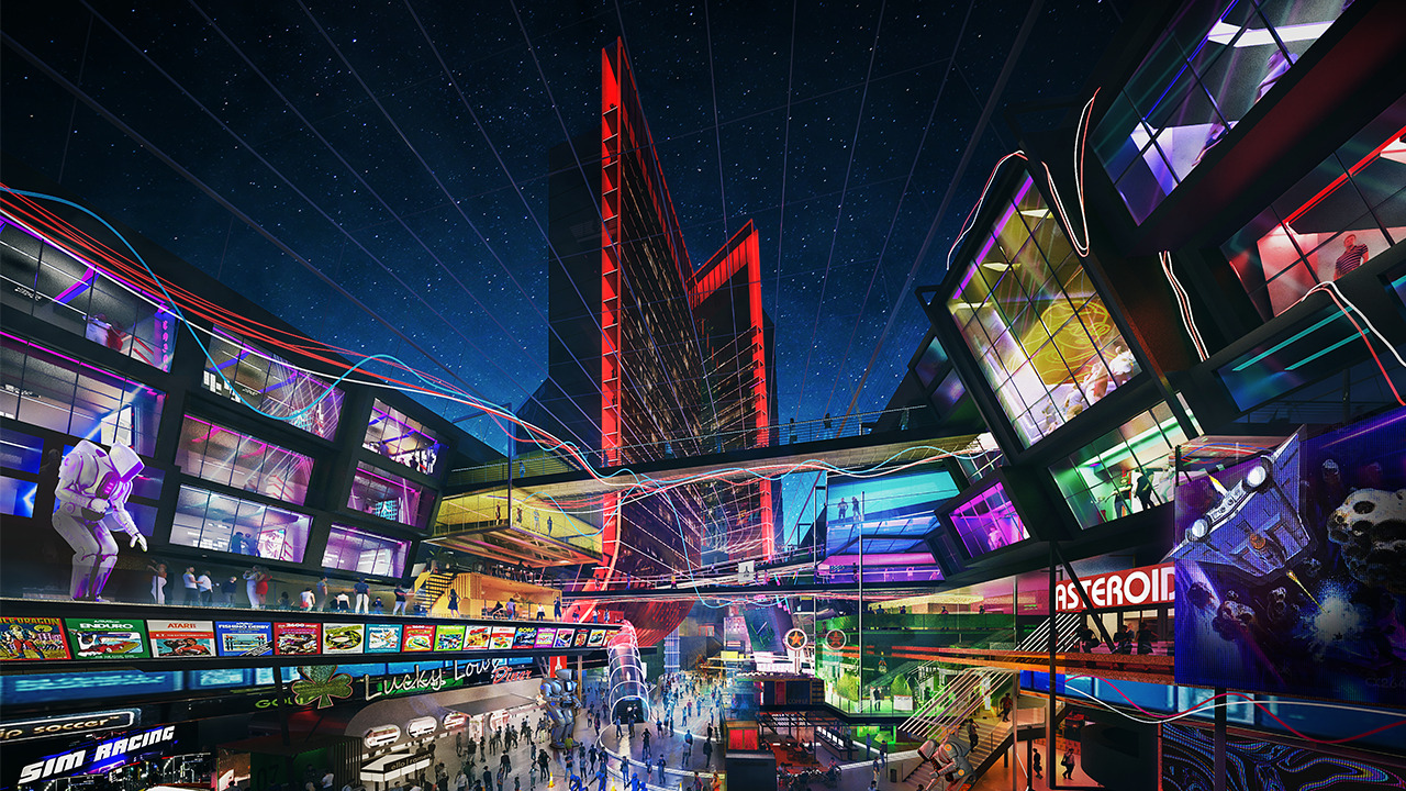 Konsep hotel buatan Atari dengan tema ala-ala Cyberpunk (photo/Atari Hotels) Konsep hotel buatan Atari dengan tema ala-ala Cyberpunk