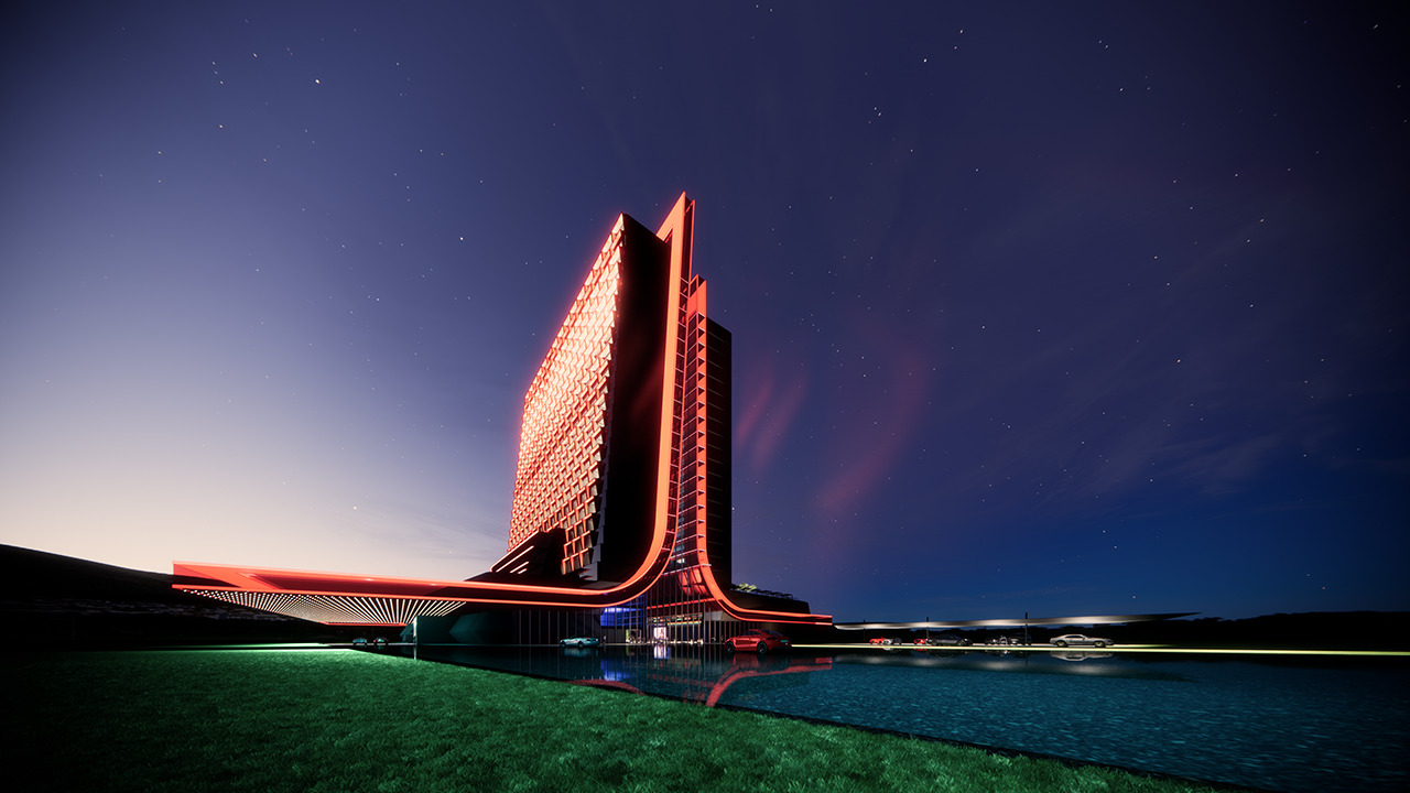 Konsep hotel buatan Atari dengan tema ala-ala Cyberpunk (photo/Atari Hotels) Konsep hotel buatan Atari dengan tema ala-ala Cyberpunk