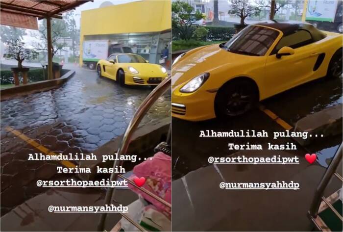 Dimas dijemput dengan mobil Porsche Boxster (Instagram/dimas_prasetyahani) Dimas dijemput dengan mobil Porsche Boxster