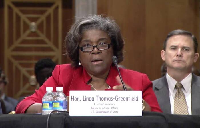 Linda Thomas-Greenfield. (Youtube/ U.S. Department of State) Linda Thomas-Greenfield