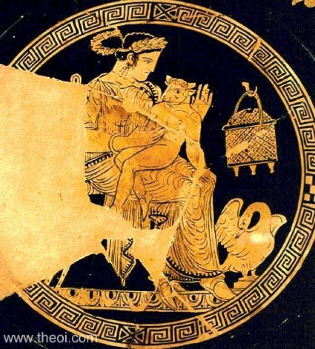 Gambaran Pasiphae yang merawat Minotaur. (Wikipedia) Gambaran Pasiphae yang merawat Minotaur.