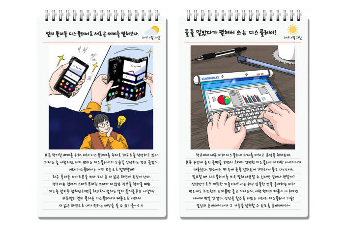 Sketsa konsep smartphone lipat dan smartphone gulung Samsung (photo/Samsung Display) Sketsa konsep smartphone lipat dan smartphone gulung Samsung