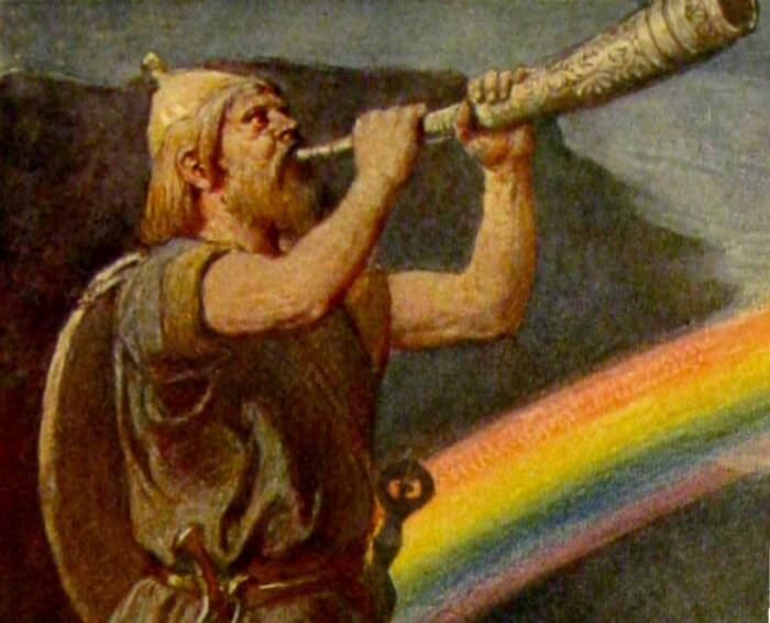Ilustrasi dewa Heimdall dalam mitologi Norse. (Norse-mythology.org) Ilustrasi dewa Heimdall dalam mitologi Norse.