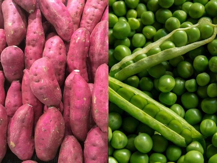 Ubi jalar dan kacang polong yang kaca kalium. (Pixabay/auntmasako/piviso) Ubi jalar dan kacang polong yang kaca kalium