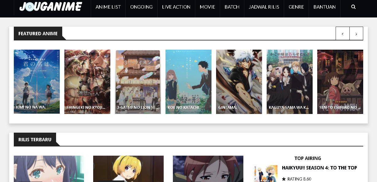 Photo/Screenshot/Jouganime.com Situs Nonton Streaming Anime