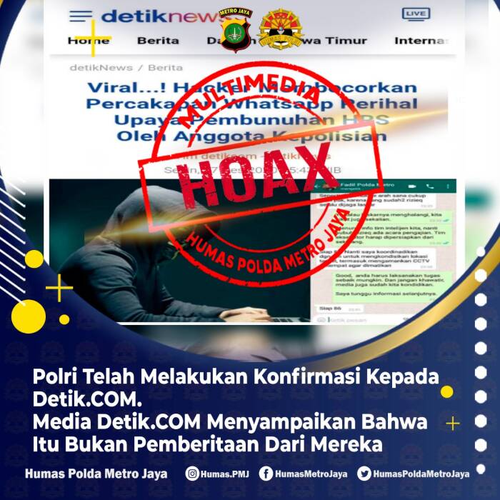 Tampilan berita hoaks. (Dok Humas Polda Metro Jaya). Tampilan berita hoaks. Dok Humas Polda Metro Jaya.