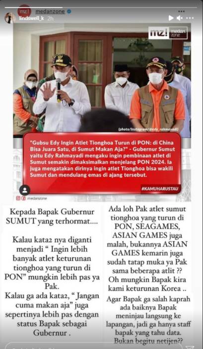 Tangkap layar insta stories Lindwell Kwok. (Instagram) Tangkap layar insta stories Lindwell Kwok. (Instagram)
