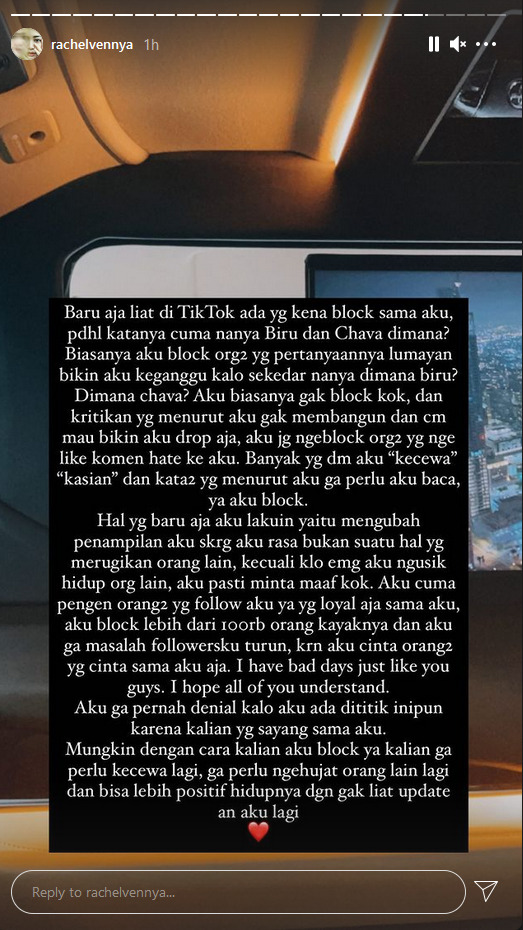 Story Rachel Vennya. (instagram/@rachelvennya) Rachel Vennya
