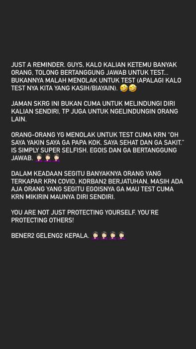 Instagram/ agnezmo Agnez Mo kritik orang yang tak ingin ditest