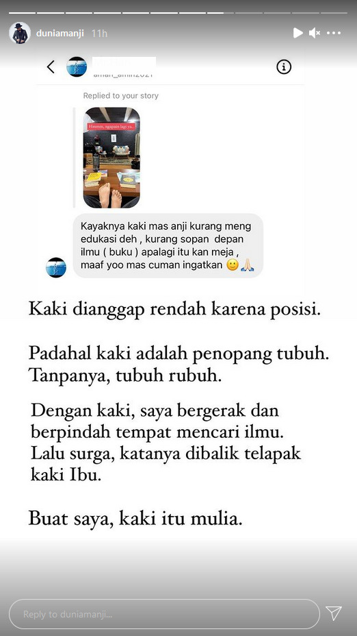 Story Anji. (Instagram/@duniamanji) kaki anji