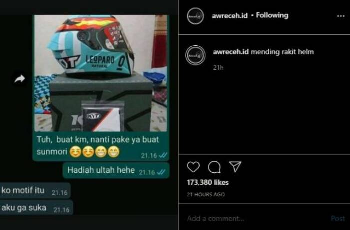 Unggahan instagram receh. (Photo/Instagram) respon pria