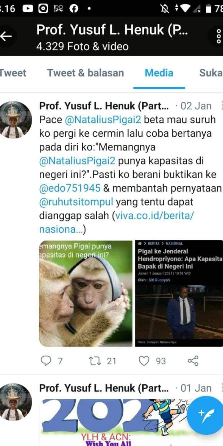 (Tangkapan layar/Twitter) prof yusuf leonard henuk