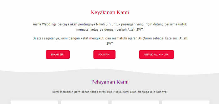 Tangkapan layar isi situs aishaweddings.com (Twitter) ist