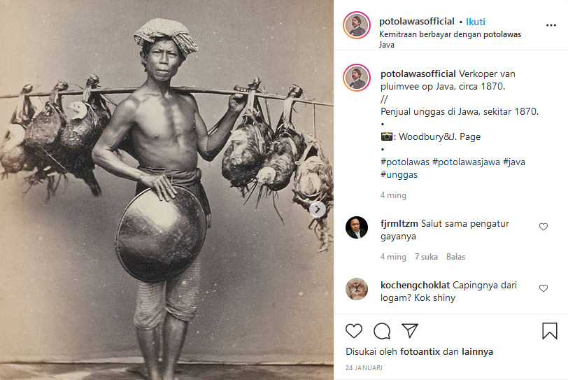 Screenshoot. (Instagram/@potolawasofficial) foto jadul penjual ayam